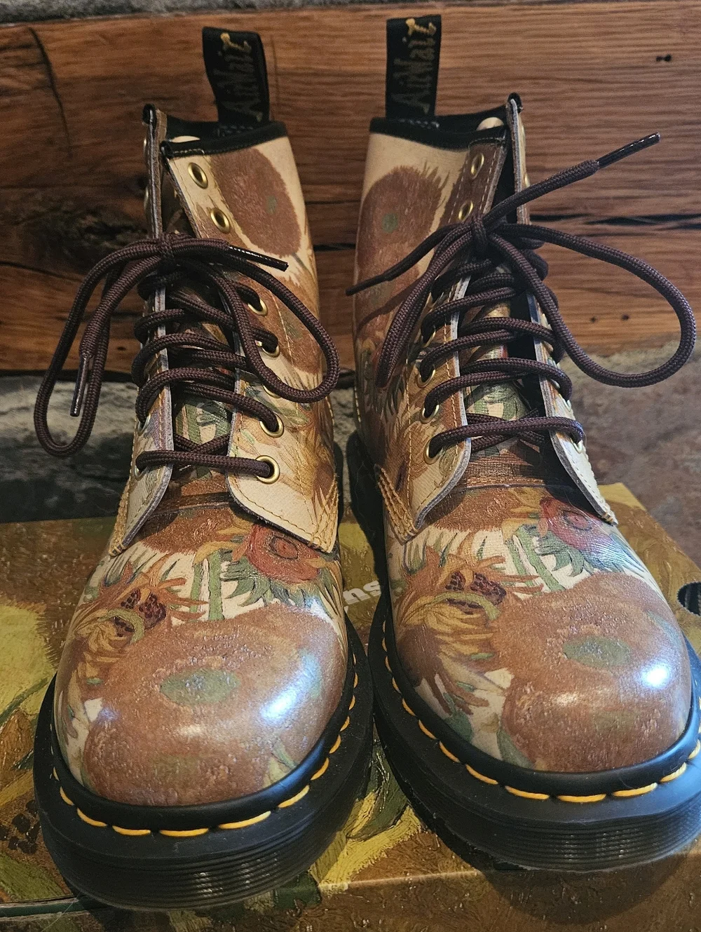 Dr. Martens 1461 The National Gallery Van Gogh Sunflower Boots - Picture 2 of 7